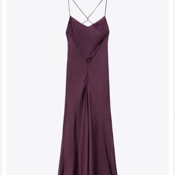 Zara Slip Dress Satin Maxi Open Back Size S - Picture 8 of 12